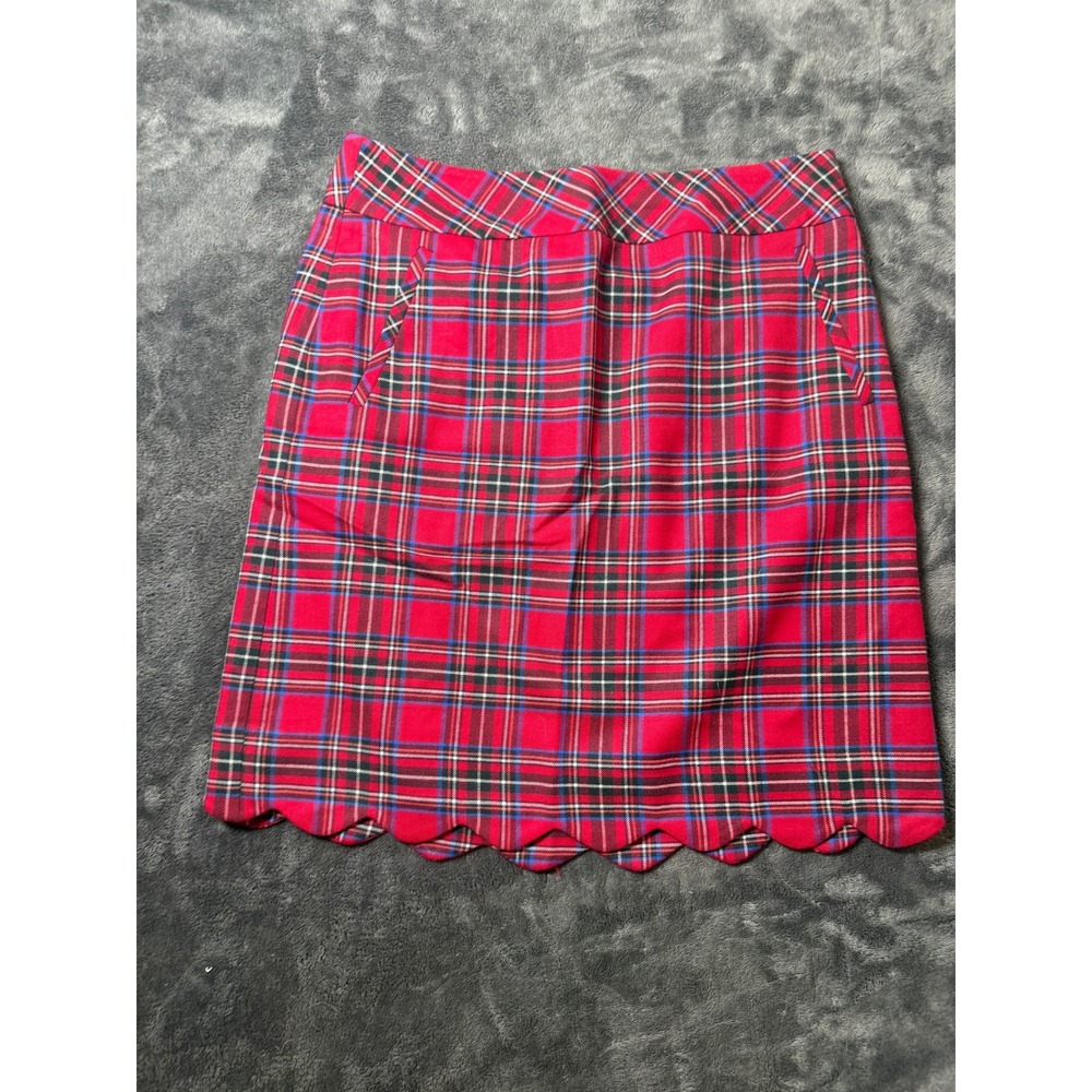 Red Plaid Y2k Academia Punk Scalloped Preppy Tartan Size Small